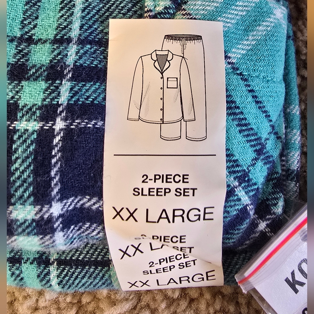 Sonoma Womens Teal and Navy Plaid Pajama Set NEW Size XXL - Picture 3 of 5